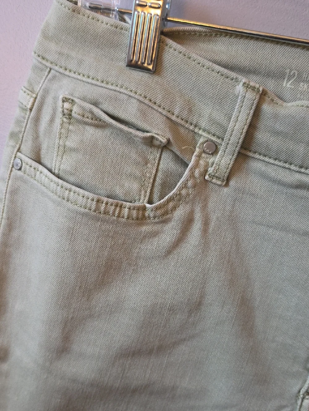 a.n.a Sage Green Skinny Ankle Jeans with Button-Fly - Picture 2 of 5